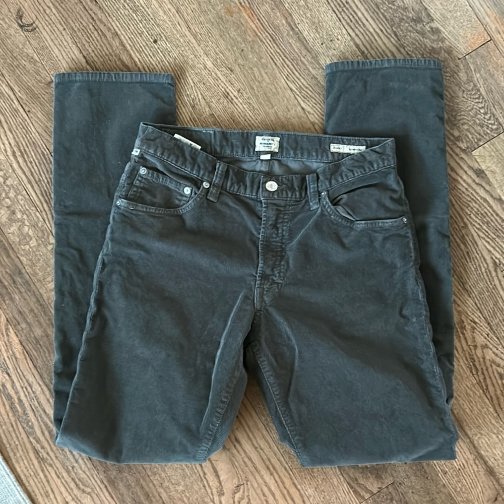 Citizens of Humanity Bowery Standard Slim Corduroy Pants in Gray Sz 31